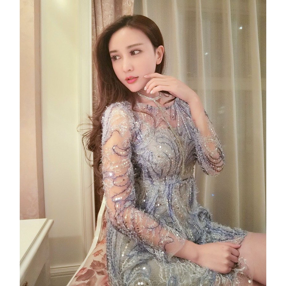 Đầm xoè sequin lấp lánh đi tiệc sang chảnh (SẴN)