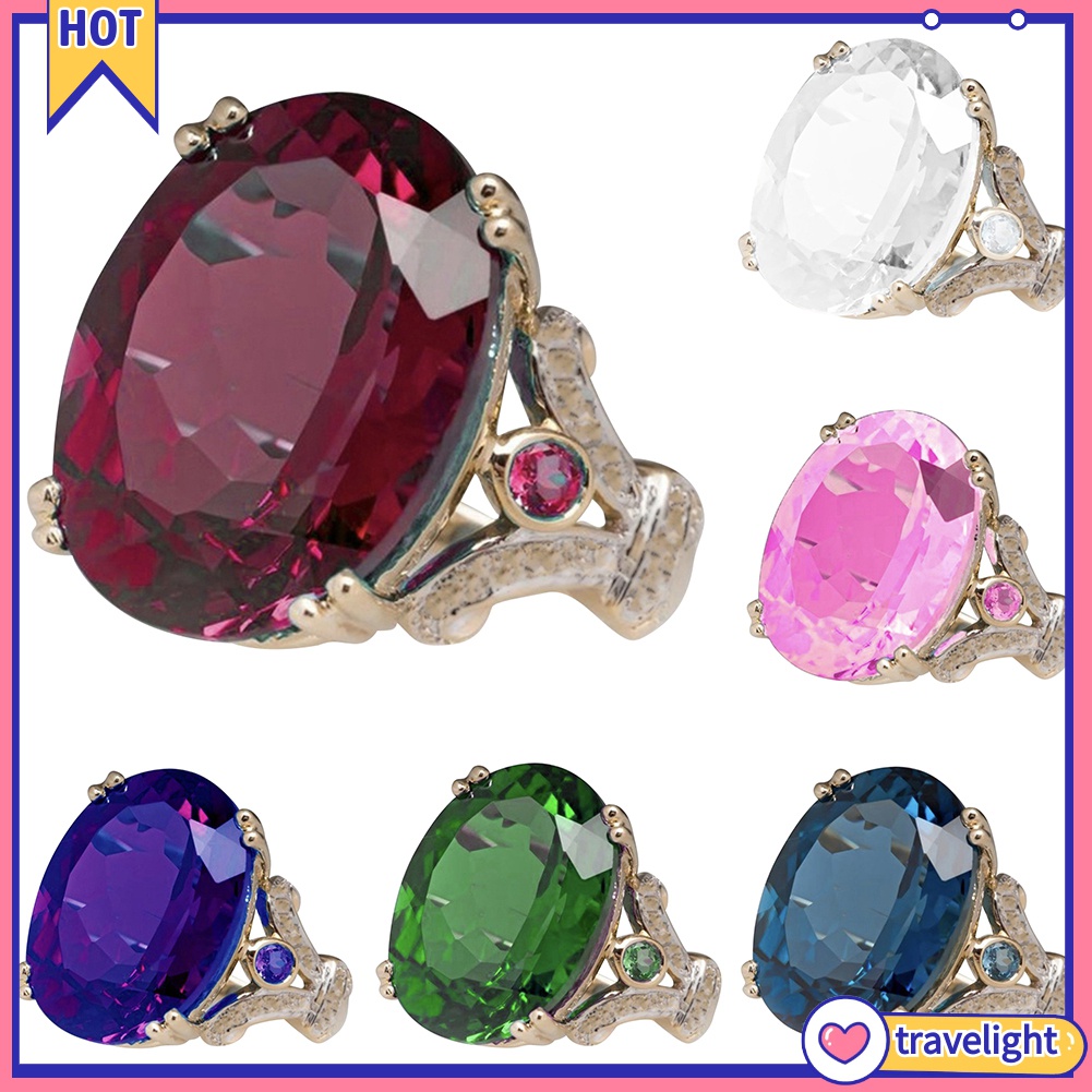 Nhẫn Đính Đá Topaz Cỡ Lớn Thời Trang Cho Nữ K1