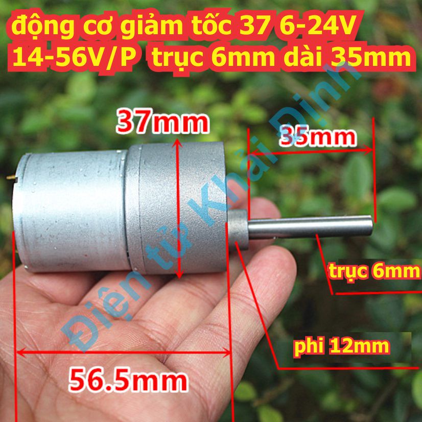 động cơ giảm tốc 37 6-24V 14-56V/P trục 6mm dài 35mm kde2615
