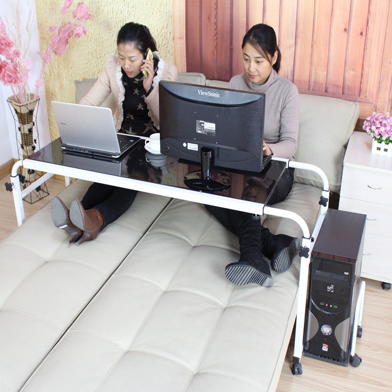 Bàn làm việc giường có bánh xe kích thước 80*40 cm và 120*40cm màu nâu và kem sáng siêu tiện lợi | BigBuy360 - bigbuy360.vn