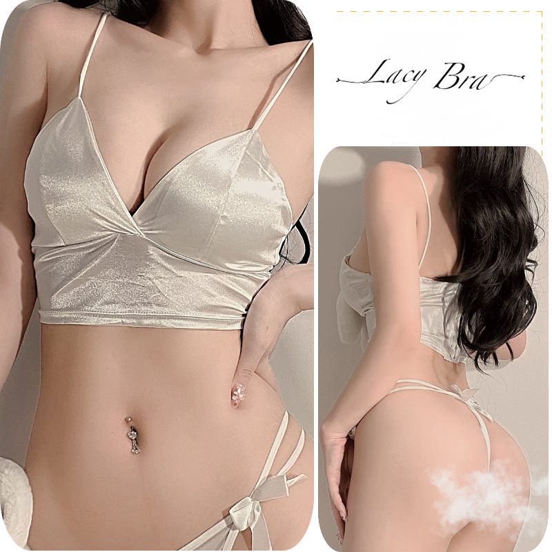 Bộ Bralette Không Gọng Phối Quần Lọt Khe Đính Nơ Sexy Lacy Bra - B14 | BigBuy360 - bigbuy360.vn