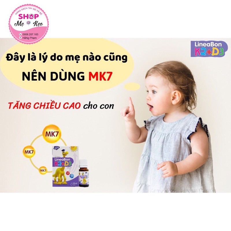 [Mua 2 Tặng quà] LineaBon K2+D3 - Bổ sung vitamin K2, D3. Tăng cường hấp thu canxi tối đa cho bé phát triển toàn diện