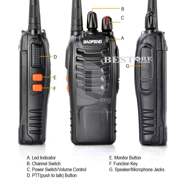 Bộ 2 Bộ đàm baofeng BF-888S cao cấp , chuyên dụng , bảo hành chính hãng 1 năm