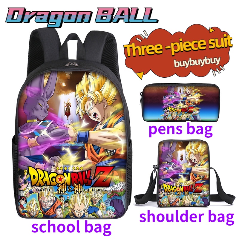 Set Ba Lô + Túi Đeo Chéo + Ví Hình Nhân Vật Anime Dragon Ball Cho Bé Trai