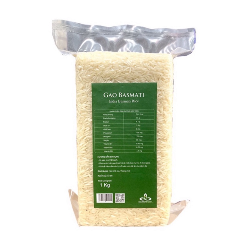 Gạo Basmati Ấn Độ 1kg Cho Người Tiểu Đường Eatclean *FREESHIP* Gạo Basmati Hỗ Trợ Ngăn Ngừa Tiểu đường