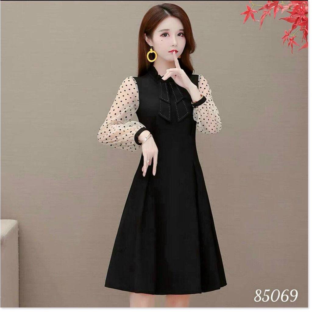 Đầm poly 2 da phối lưới kim tuyên tôn dáng cho các nàng KME FASHION
