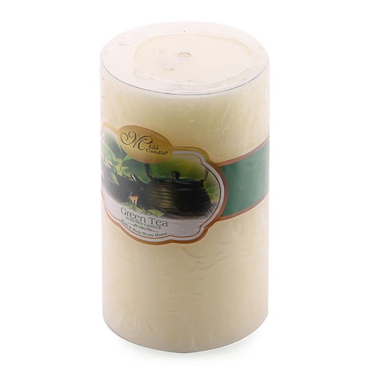 Nến thơm trụ tròn D6H10 Miss Candle MIC0833 6 x 10 cm (Vàng nhạt, hương táo)