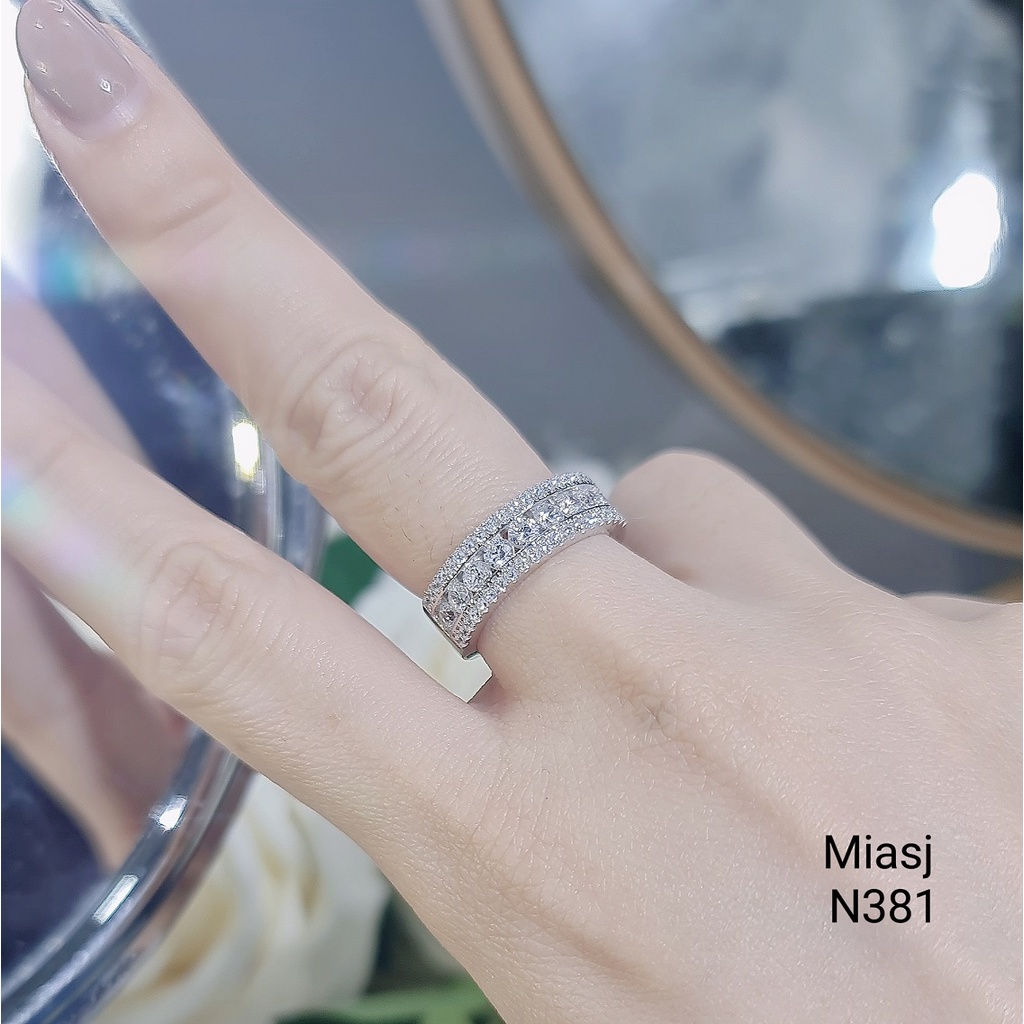 Nhẫn nữ bạc Ý S925 MiASJ thân dày dặn nạm đá cao cấp N381