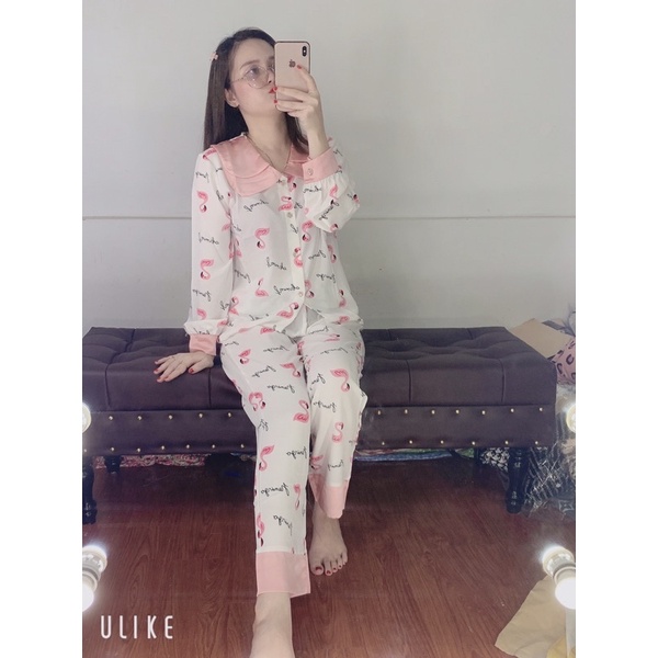 Bộ Pizama mặc nhà cổ sen 2 lá lụa cao cấp💖Bộ Ngủ lụa tay dài quần dài hoạ tiết sang trọng mát [HÀNG CHUẨN] [ẢNH THẬT | BigBuy360 - bigbuy360.vn