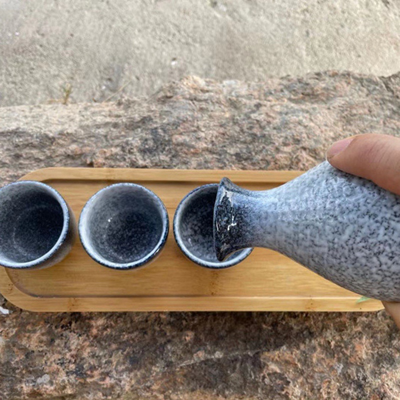 1 Bộ Cốc Và Nồi Bằng Gốm Phong Cách Nhật Bản Cổ Điển