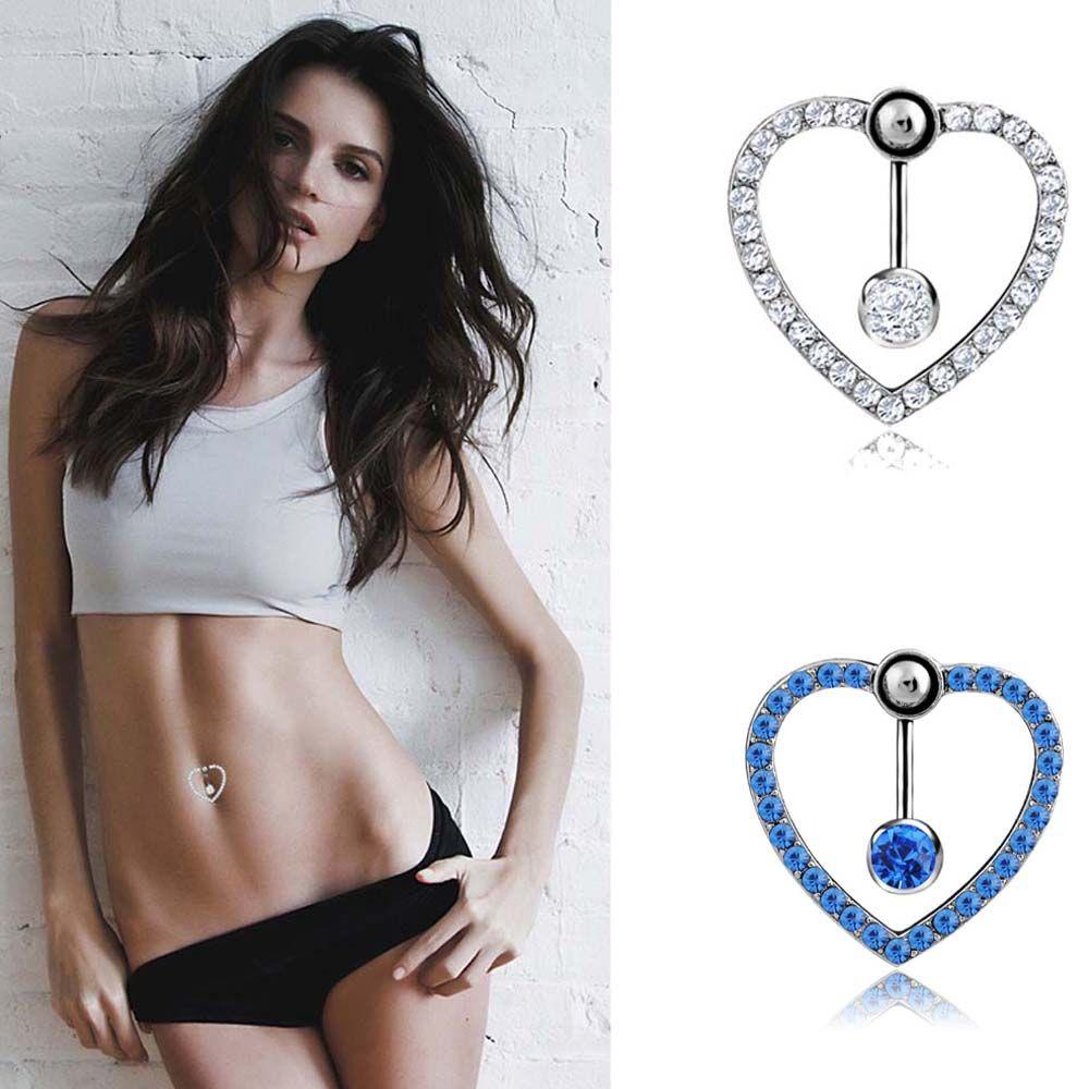 USNOW Khuyên RốN HìNh Tim ĐíNh Đá BằNg ThéP Không Gỉ