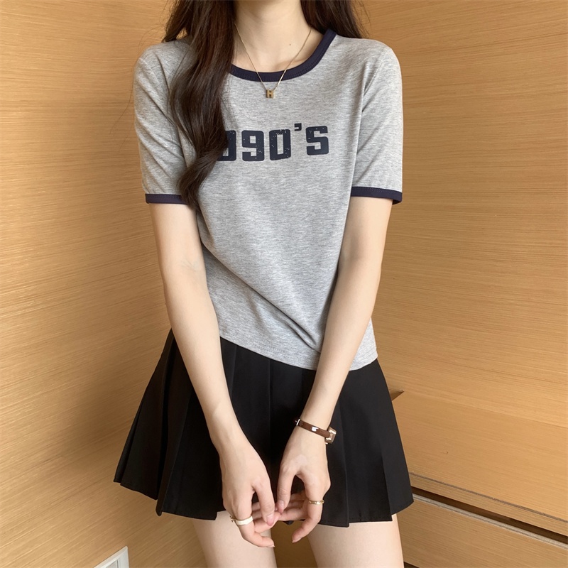 Áo Thun Dệt Kim Ngắn Tay In Họa Tiết Thời Trang Dễ Phối Đồ