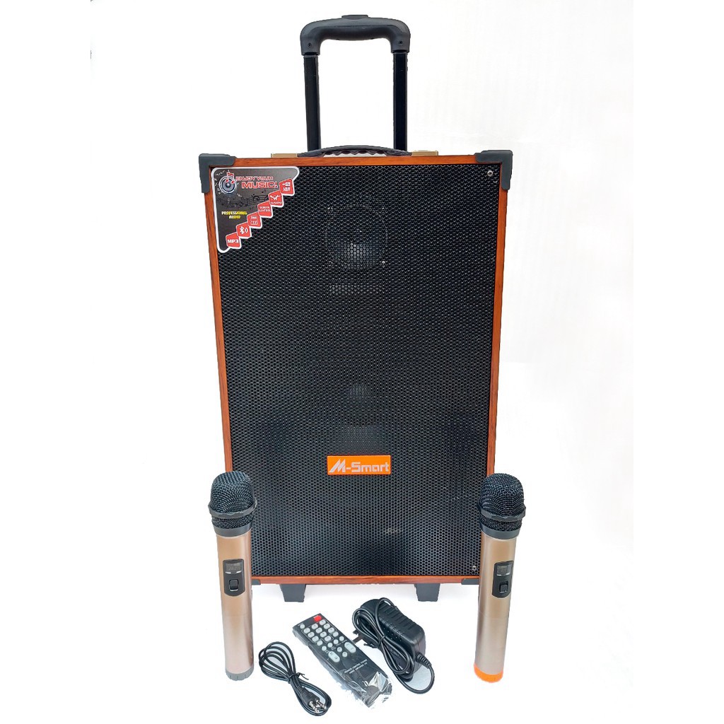 Loa kéo 3 tấc M-smart MS-V12, công suất lớn, bass trầm ấm, âm thanh chuyên nghiệp, 2 micro