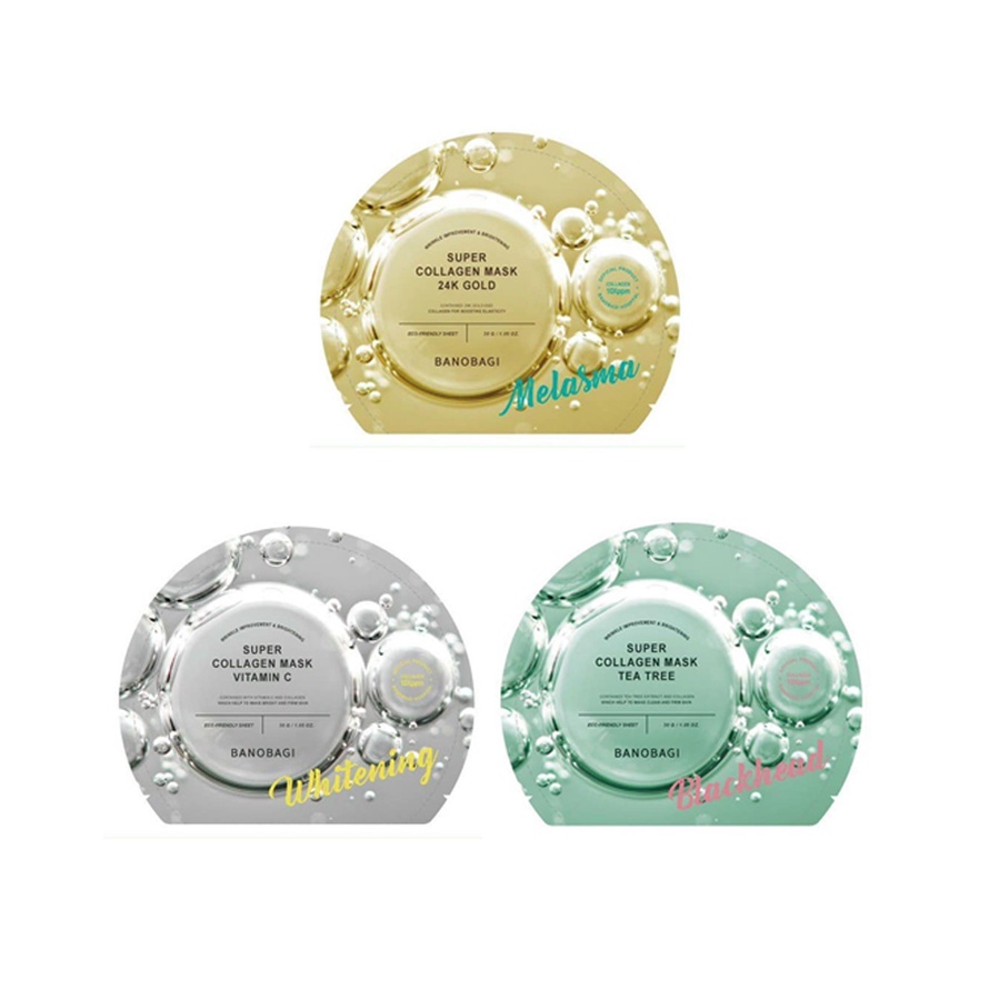 Hộp 10 Miếng Mặt nạ Banobagi Super collagen Dưỡng Da Dồi Dào Tinh Chất 30g (Mẫu Mới 2021)