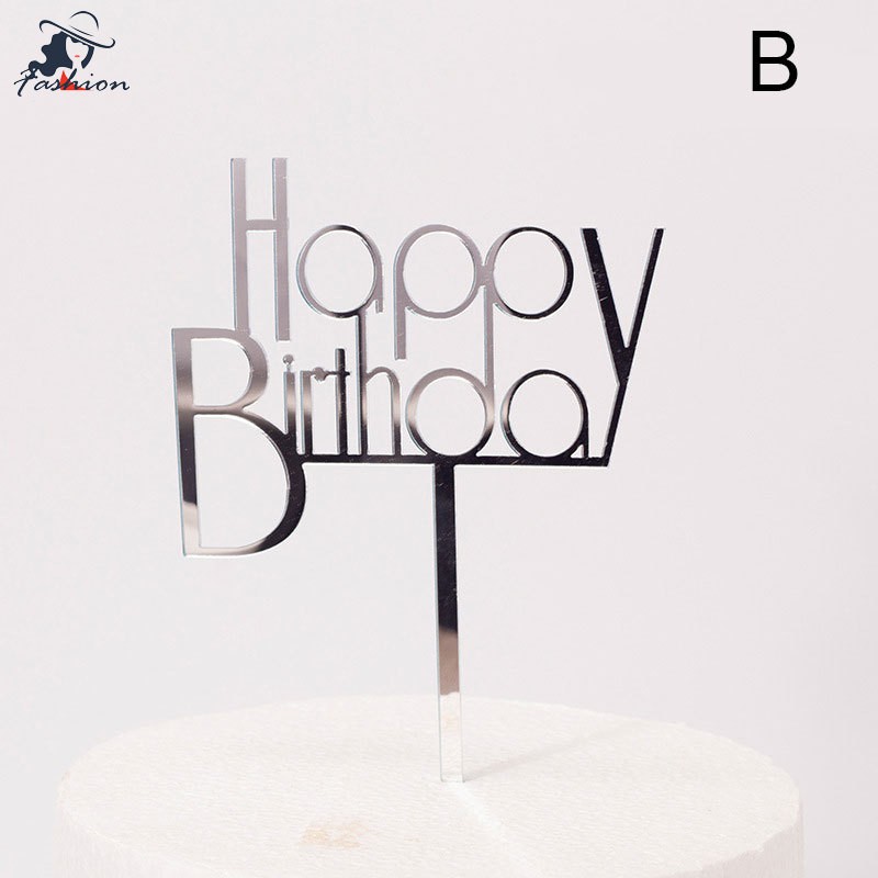 Set 2 Thẻ Chữ Happy Birthday Cắm Trang Trí Bánh