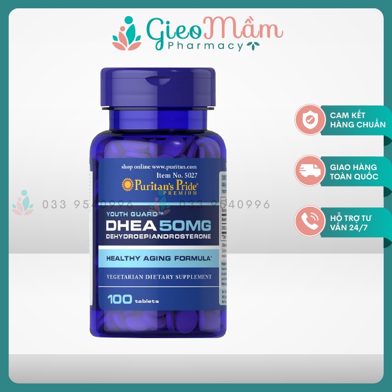Viên DHEA Puritan's Pride Hỗ Trợ Nội Tiết Tố Cho Nữ 50mg 100 viên