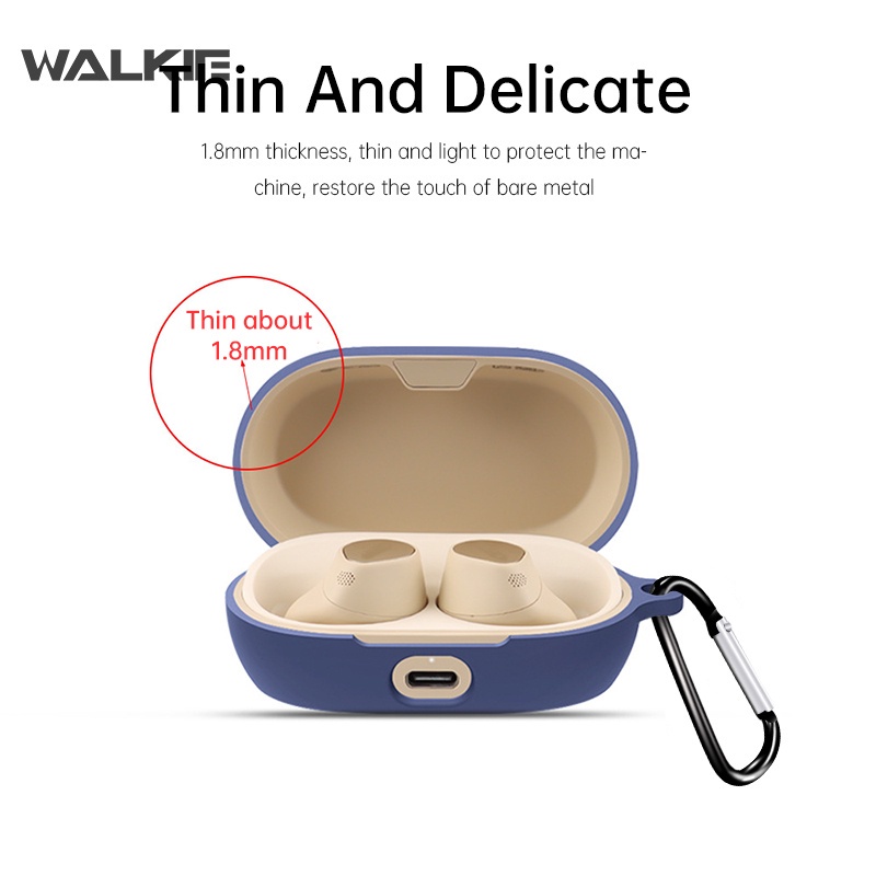 Vỏ bảo vệ hộp sạc tai nghe Bluetooth Jabra Elite 7 Pro bằng silicon mềm chống rơi kèm móc