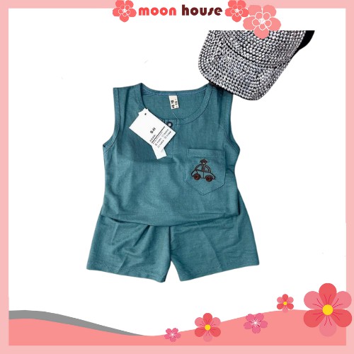 Bộ ba lỗ sát nách in hình Ô Tô Cho Bé Trai Bé Gái Mặc Đều Xinh Chất Thun Lạnh Cao Cấp cho bé từ 6-28kg