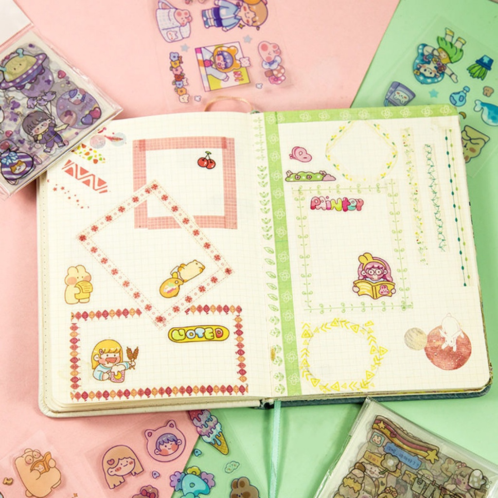 Bộ 20 Tấm Sticker HXGS Hoạt Hình Chống Thấm Nước