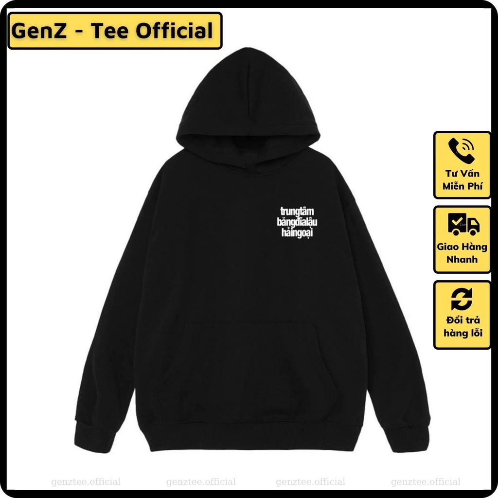 Áo Hoodie Nỉ Trung Tâm Băng Đĩa Lậu Hải Ngoại, Chất Vải Nỉ Dày Dặn Phong Cách Trẻ Trung Form Rộng Nam Nữ Đủ Size