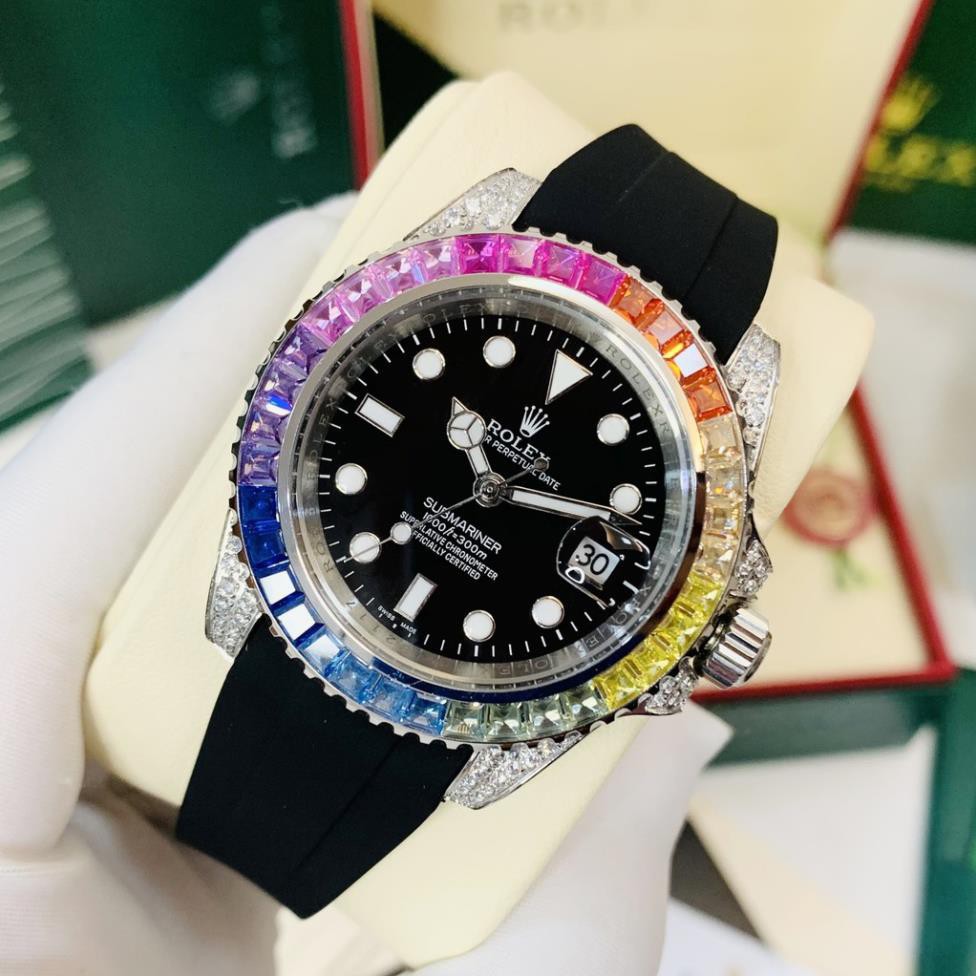 Đồng hồ nam RL-F1 máy cơ automatic viền băm ngũ sắc dây cao su cao cấp DH554 - Shop953