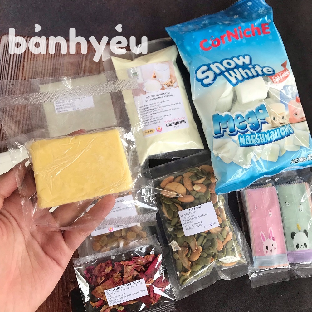 Combo Nguyên Liệu Kẹo Nougat làm bánh KÈM BƠ