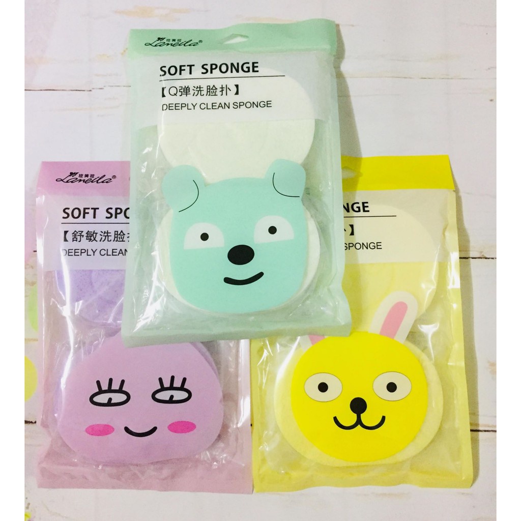 Bông rửa mặt Soft Sponge mềm mịn tẩy tế bào chết se khích lỗ chân lông ( Shop giao Màu &amp; Hình ngẫu nhiền)