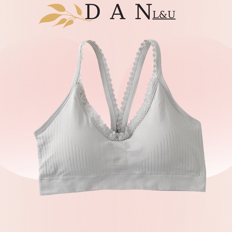 Áo Ngực 2 Quây Chéo Lưng Cotton Viền Ren Học Sinh DAN L&amp;U 2029