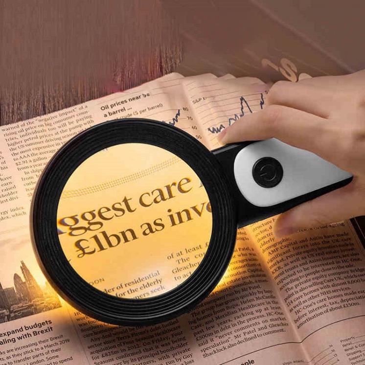 Kính lúp cầm tay phóng đại 30 lần chuyên dùng đọc tin tức, sách báo, sửa chữa..có đèn led MK2290
