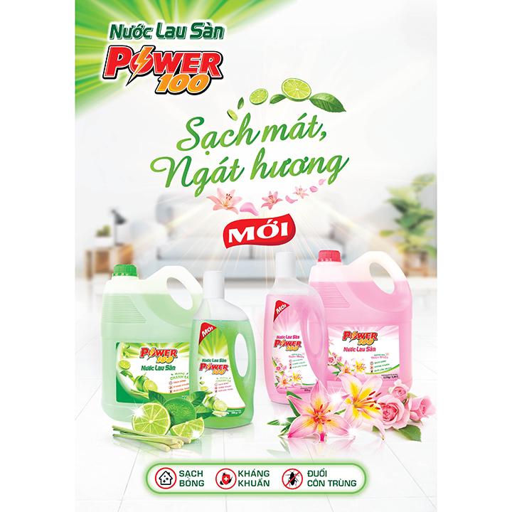 Nước lau sàn POWER100 Hương Chanh Sả 3.8kg/can