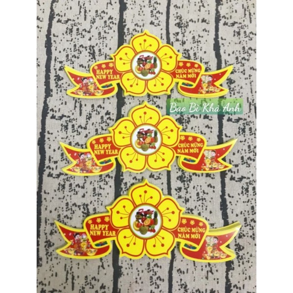 Decal chúc mừng năm mới 2024 miếng dán trang trí giỏ quà , hộp quà mứt Tết hàng siêu đẹp - Bao Bì Khả Anh
