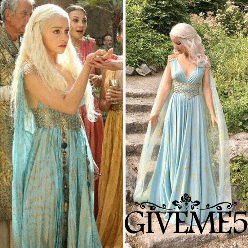 ♛♚♛Halloween Mother of Dragons Game of Thrones Daenerys Targaryen Women Maxi Dress Costume