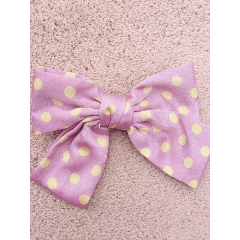 Kẹp tóc vải lụa nơ chấm bi cho nữ