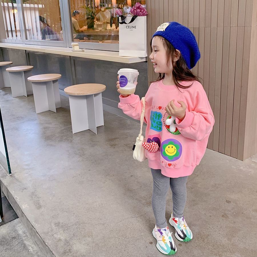 Áo Sweater Tay Dài In Họa Tiết Graffiti Phong Cách Hàn Quốc Nhật Bản Dễ Thương Thời Trang Xuân Thu 2022 Cho Bé Gái