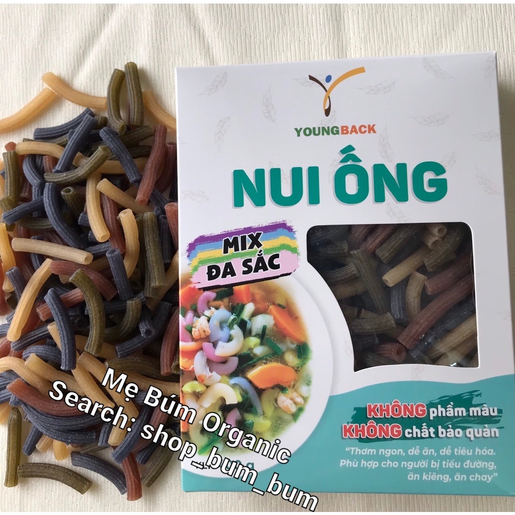 [HCM giao hỏa tốc] Combo 3 hộp nui gạo lứt rau củ mix đa sắc Youngback - 400g/hộp- Đẹp mắt và giàu dinh dưỡng