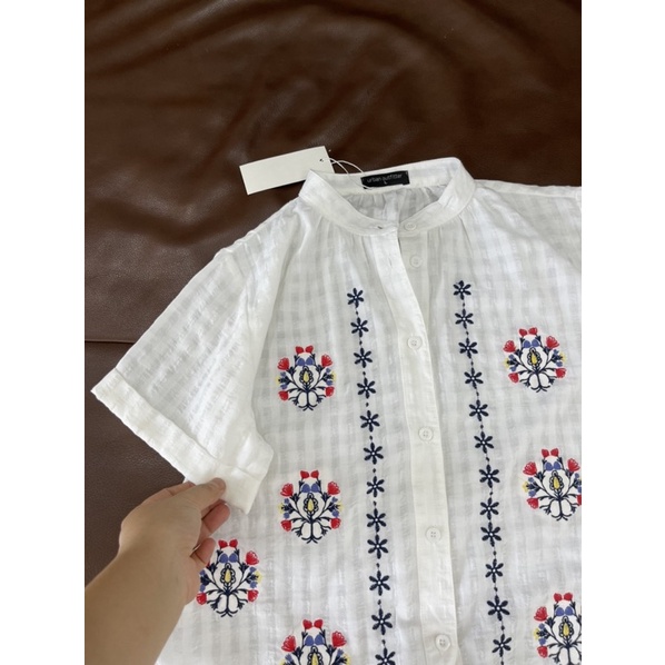 ✅Freeship✅Áo thêu cổ trụ. Hình thật shop chụp