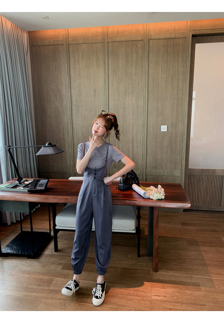 Set Áo Thun Ngắn Tay Cổ Tròn + Quần Dài Ống Rộng Thời Trang Nữ | BigBuy360 - bigbuy360.vn