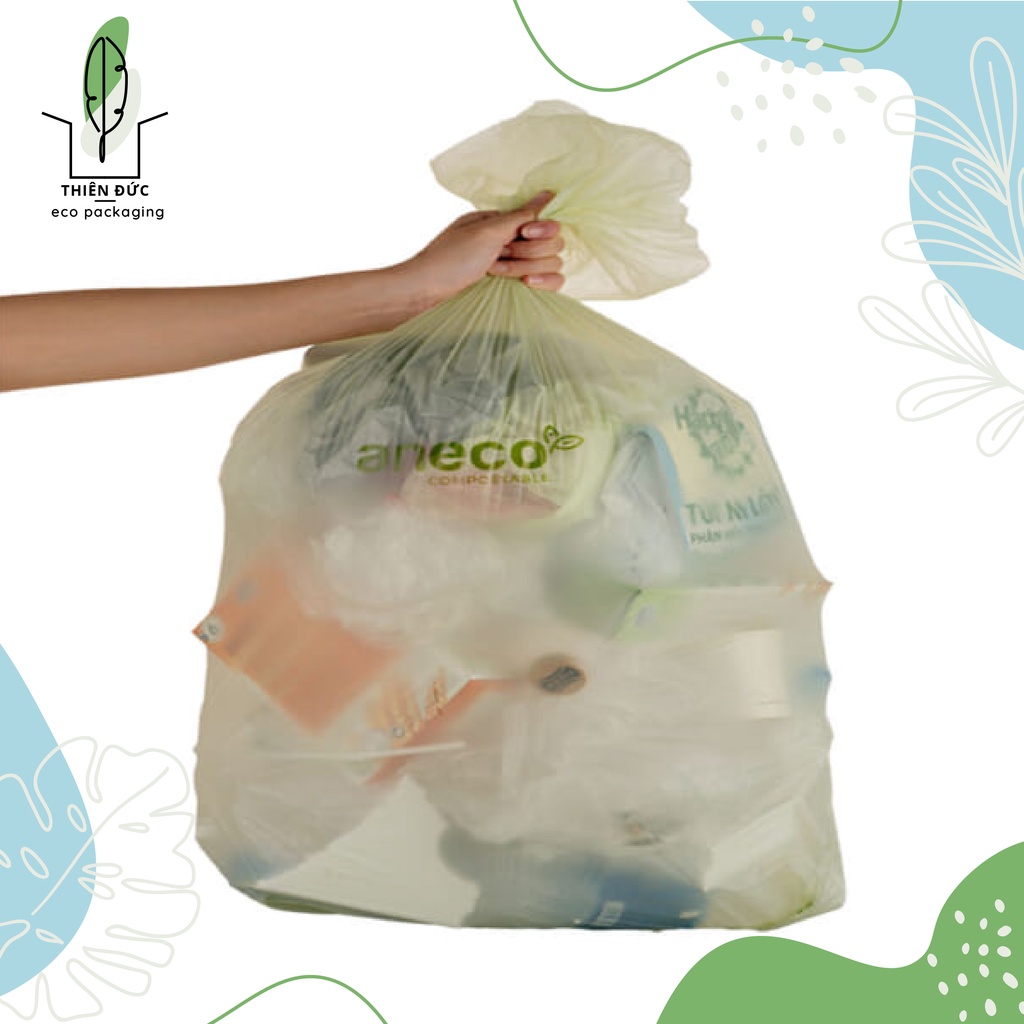 Cuộn Túi đựng rác phân hủy sinh học Aneco tinh bột ngô - không phải nhựa thường - bảo vệ môi trường