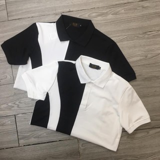 Áo Polo Nam Cổ Bẻ Tay Ngắn Phối Thân Đen Trắng Trẻ Trung Cá Tính Sành Điệu