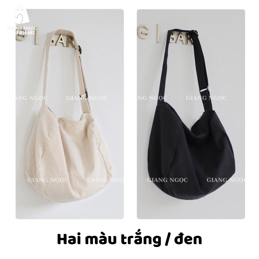 TÚI ĐEO CHÉO TRỐNG SIU TO [CÓ KHÓA & TÚI CON]- VẢI CANVAS- PHONG CÁCH ULZZANG