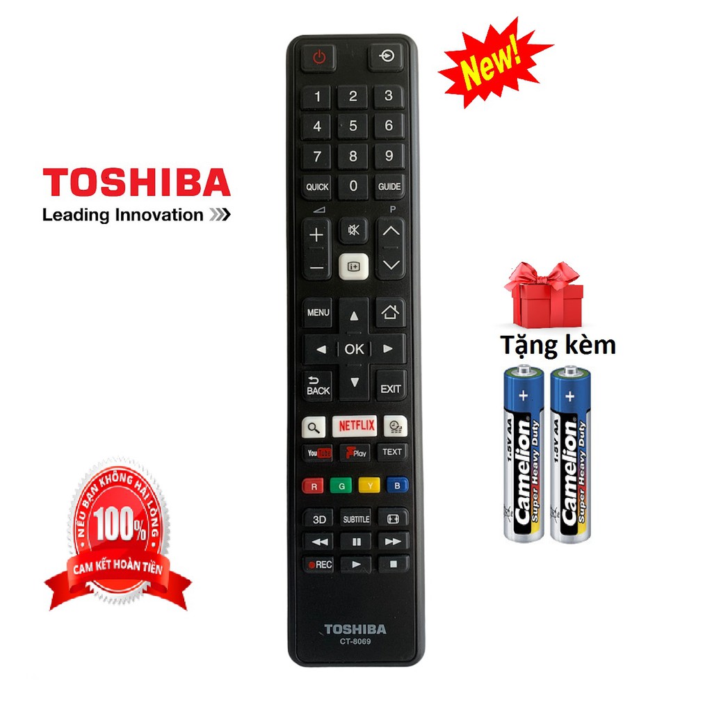 Điều khiển tivi Toshiba Led/lcd Smart - Hàng tốt [ tặng kèm pin ]