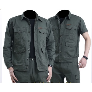 Set quần áo bảo hộ lao động vải cotton mỏng chống mài mòn thời trang mùa hè