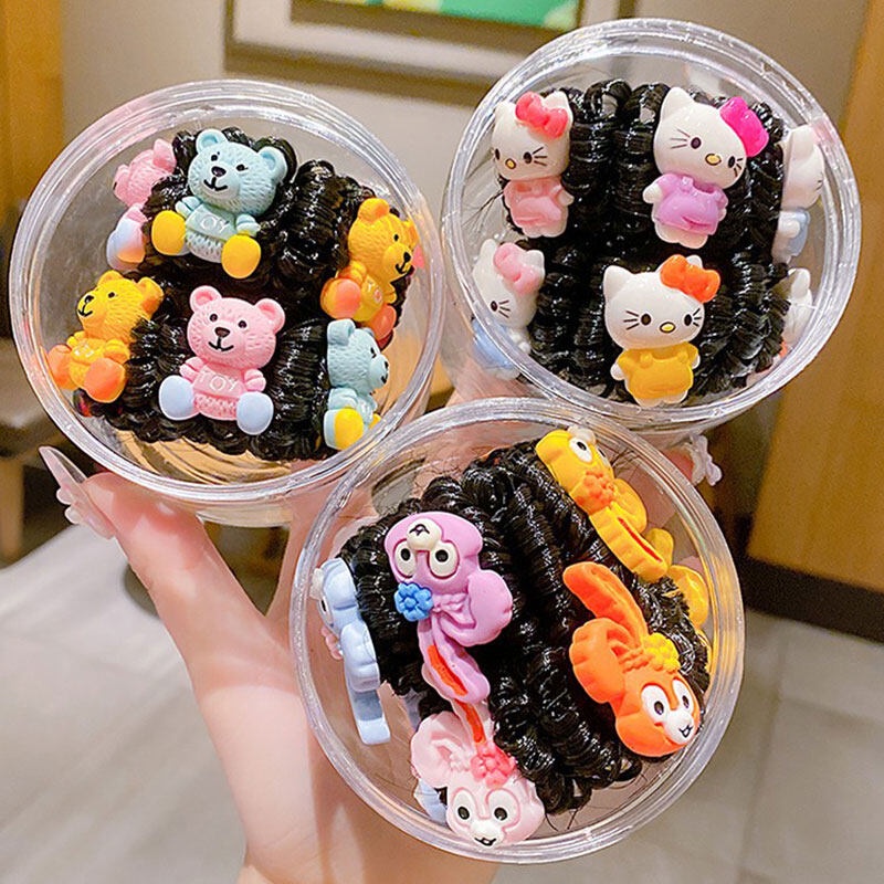 Set 2 Dây Buộc Tóc Đính Tóc Giả Xinh Xắn Cho Bé Gái