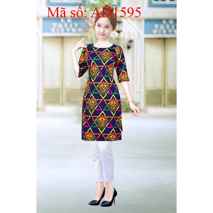 ⚡️ có big size 3XL ⚡️ AD1595 Áo dài cách tân tam giác họa tiết không kèm quần