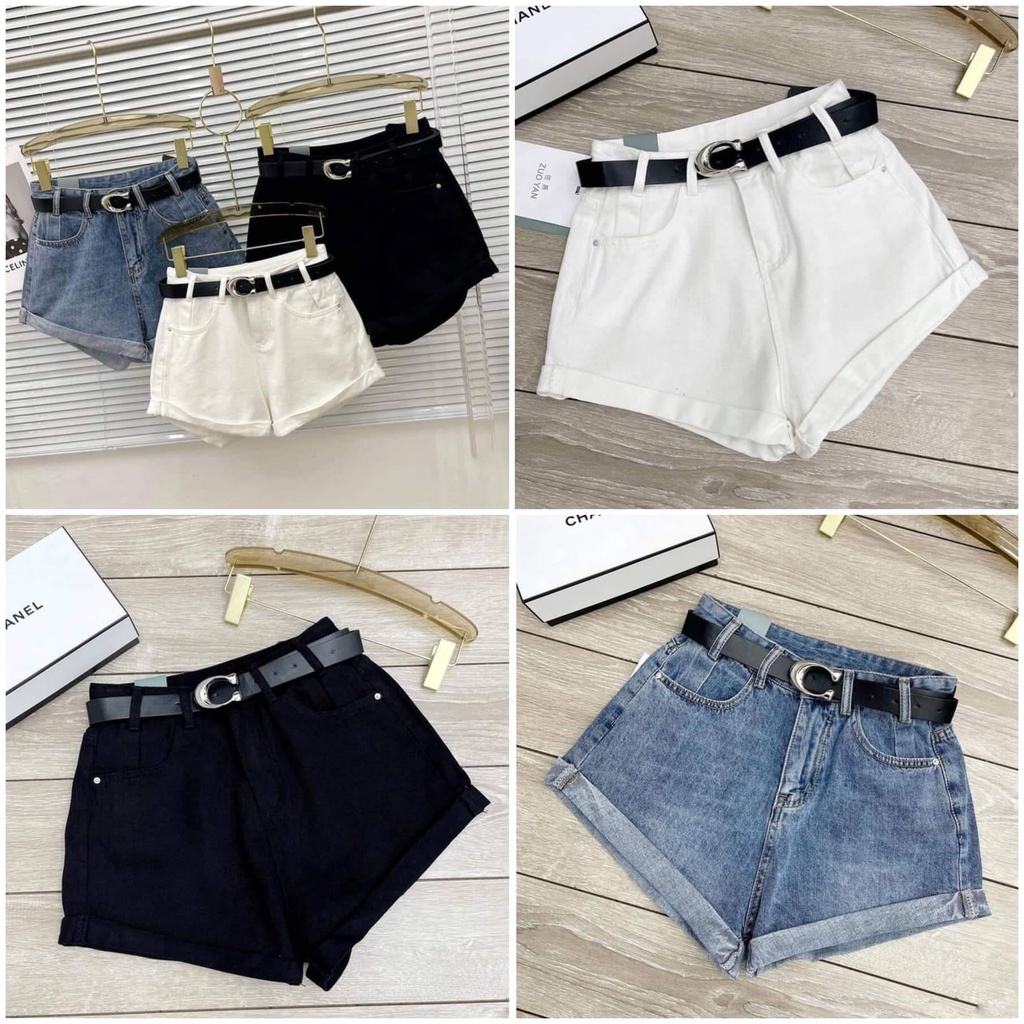 Quần Short Jeans Nữ Xắn Gấu Vải Bò Trơn Dáng Ngắn 3 Màu xinh nhức nách