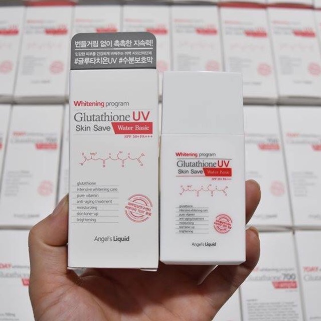 Kem Chống Nắng Trắng Da Angel’s Liquid Whitening Program Glutathione UV Skin Save Long Lasting SPF50+ PA+++ 50ml