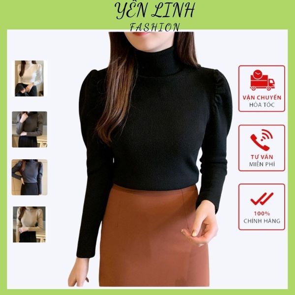 Ao Len Tăm Nhung Tay Bồng Giữ Nhiệt Basic 6 Màu Chất Liệu Vải Mềm Mịn Cao Cấp