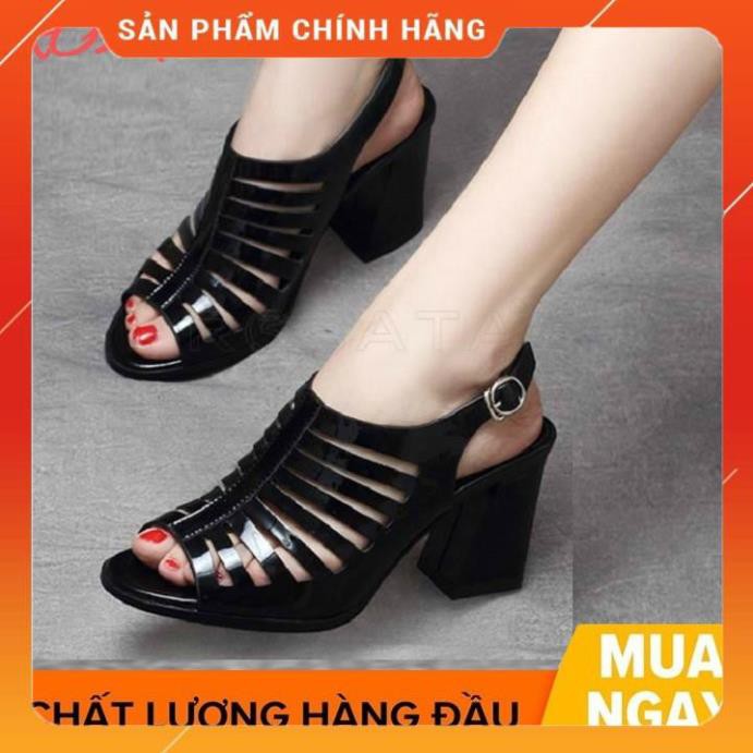 Giày cao gót nữ đẹp đế vuông 7 phân hàng hiệu rosata màu đen ro109 i1