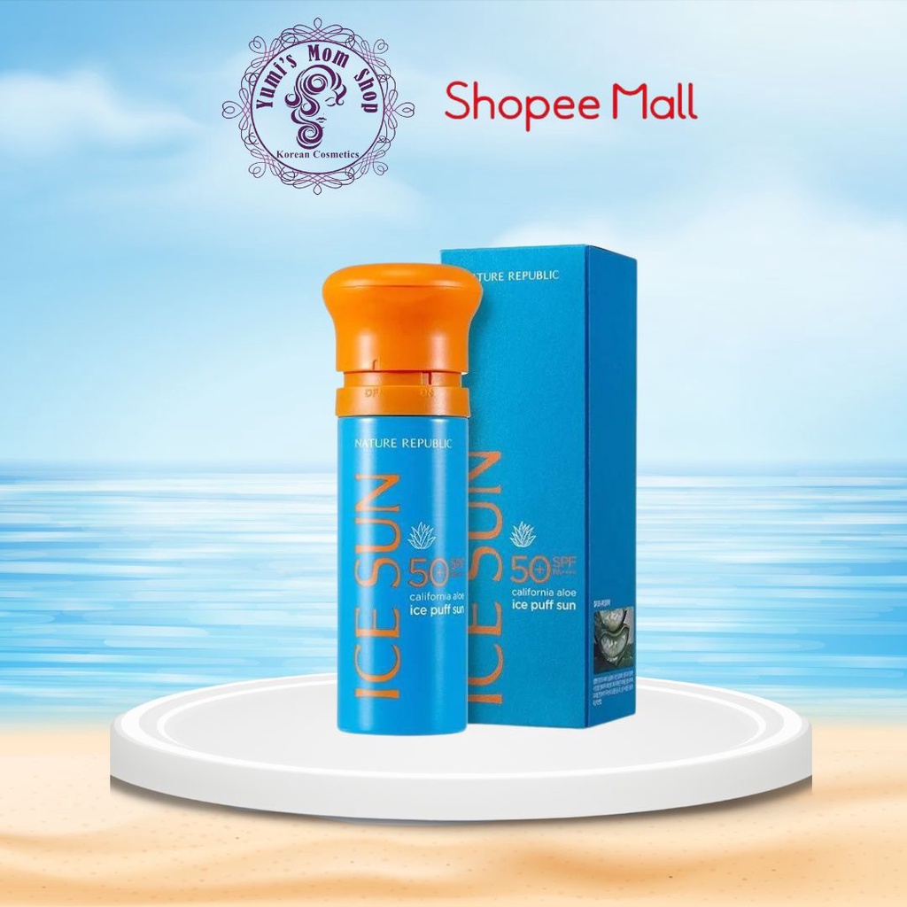 Kem Chống Nắng Giảm Nhiệt, Nâng Tone Da Nature Republic Ice Sun California Aloe Ice Puff Sun SPF50 PA++++ 100ml