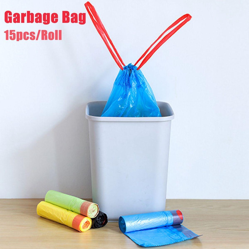 Cuộn 15 Túi Đựng Rác 20L Có Dây Rút Dày Dặn Tiện Dụng Cho Gia Đình / Văn Phòng